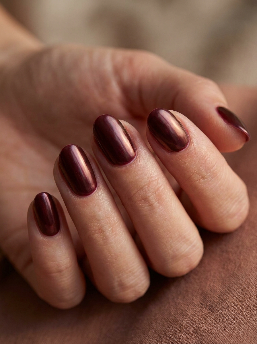 Burgundy Chrome Nails als Dunkelrote Nägel Ideen Inspiration 2026